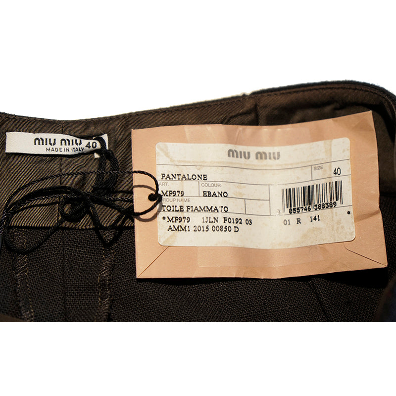 40 NEW $1,110 MIU MIU Ebano Dark Brown-Gray Cotton VINTAGE TEXTURED DRILL SHORTS