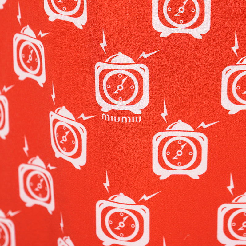 38 US 2 NEW $1,790 MIU MIU Orange RETRO CLOCK PRINT Spring Summer BELTED SKIRT