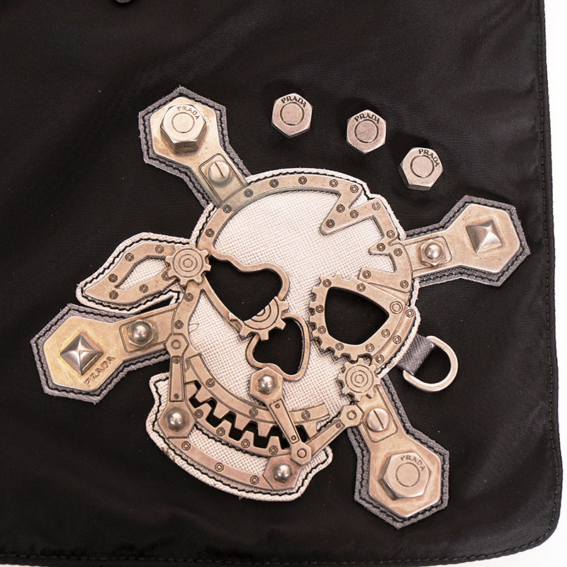 NEVER USED PRADA 2011 Vintage Black Nylon Saffiano SKULL CROSSBONE Crossbody BAG