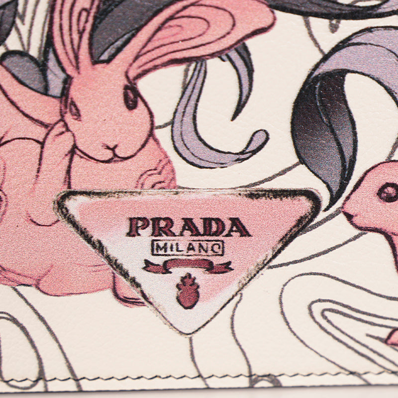 NEW PRADA x James Jean 2018 RUNWAY Rabbit BUNNY PRINT Glacé Calf Leather BAG NIB