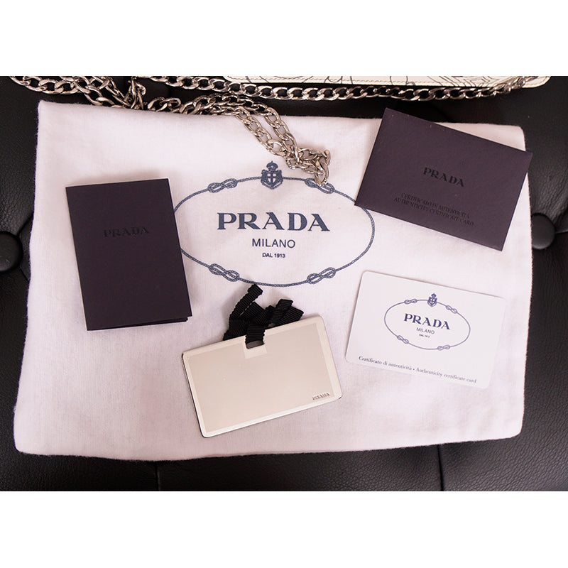 NEW PRADA x James Jean 2018 RUNWAY Rabbit BUNNY PRINT Glacé Calf Leather BAG NIB