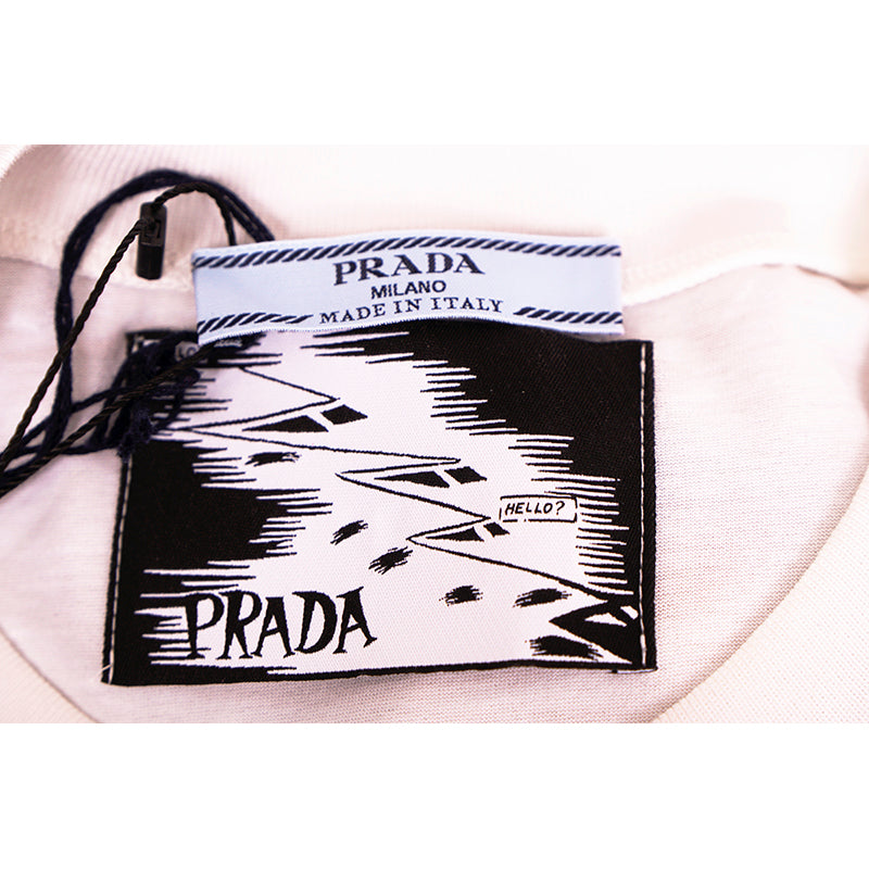 sz S NEW $1680 PRADA Runway White GRAPHIC CARTOON COMIC Come On In T-Shirt DRESS