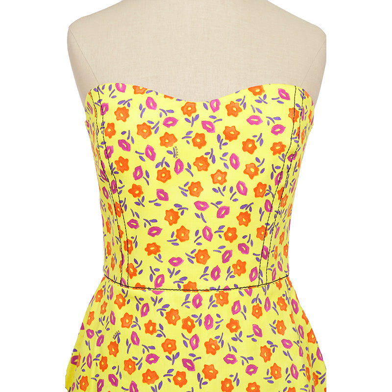 PRADA SWEETHEART NECKLINE BRIGHT YELLOW STRAPLESS BUTTERCUP DRESS SIZE 42 IT