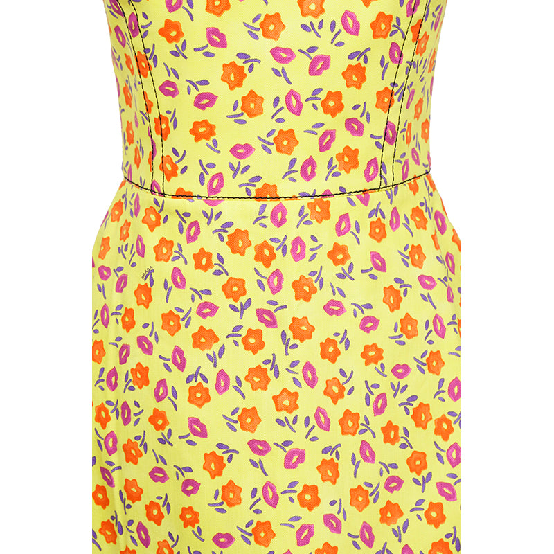 PRADA SWEETHEART NECKLINE BRIGHT YELLOW STRAPLESS BUTTERCUP DRESS SIZE 42 IT