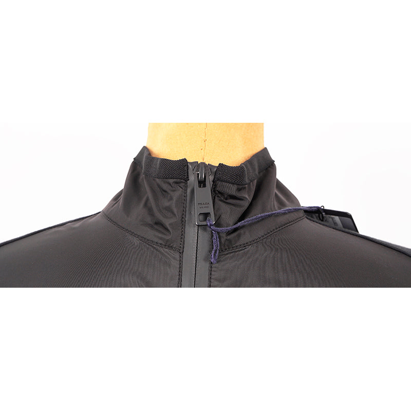 sz S NEW $2280 PRADA Men LINE A RED LOGO Blue Cotton & NYLON Zip Sporty JACKET