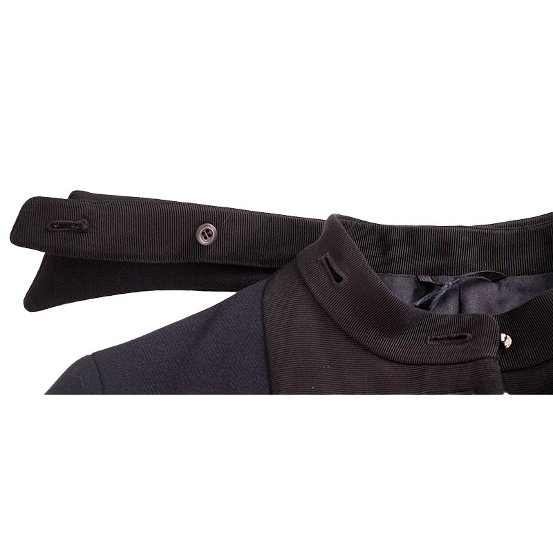 38 NEW $4,100 PRADA Navy BLACK BIB Accent Virgin Wool Point Collar SUIT JACKET