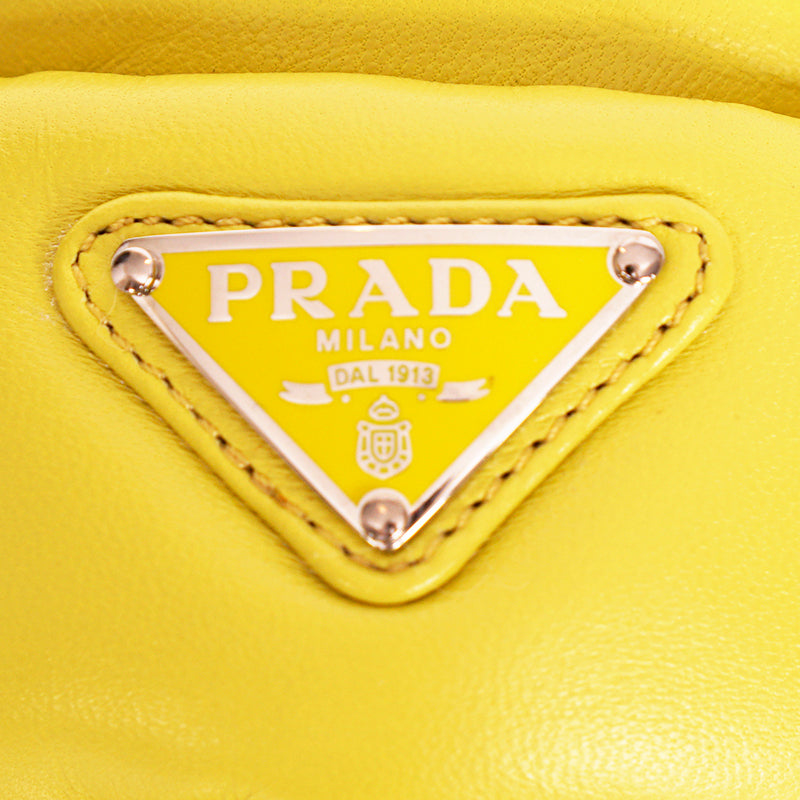 36.5 NEW $1,020 PRADA Cedro Yellow Padded Soft Leather SABOT FLATS LOGO LOAFERS