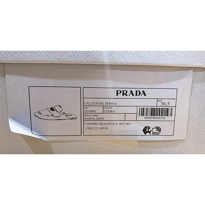 36.5 NEW $1,020 PRADA Cedro Yellow Padded Soft Leather SABOT FLATS LOGO LOAFERS