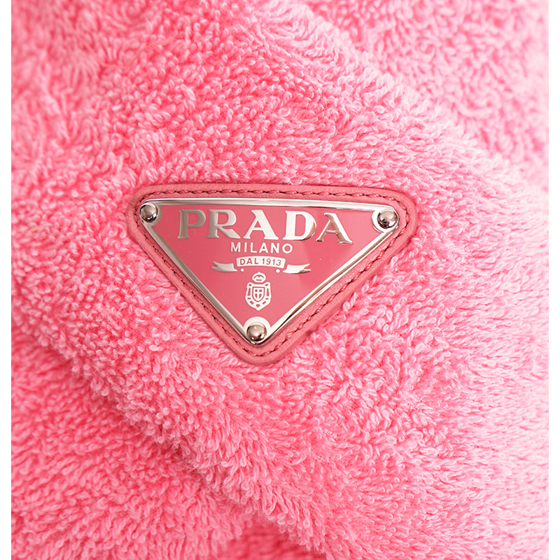 sz 36.5 NEW $825 PRADA Women's Pink TERRY CLOTH Sporty TRIANGLE Logo SANDALS