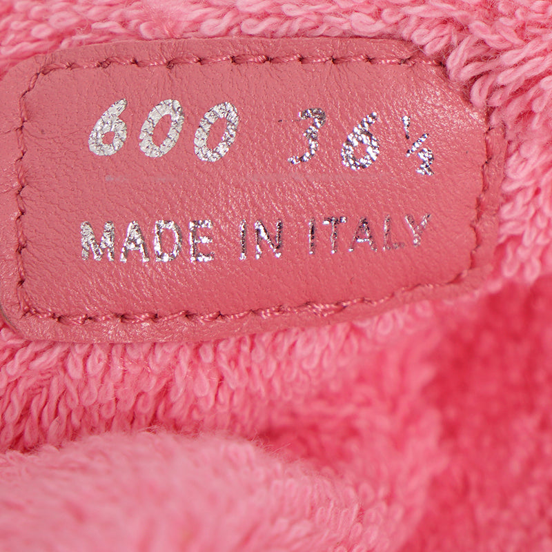 sz 36.5 NEW $825 PRADA Women's Pink TERRY CLOTH Sporty TRIANGLE Logo SANDALS
