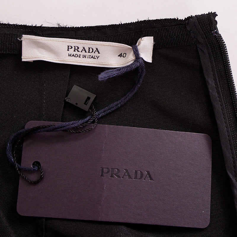 NEW $1,095 PRADA VINTAGE 2008 Runway Black Silk Blend Long A-Frame Gothic SKIRT