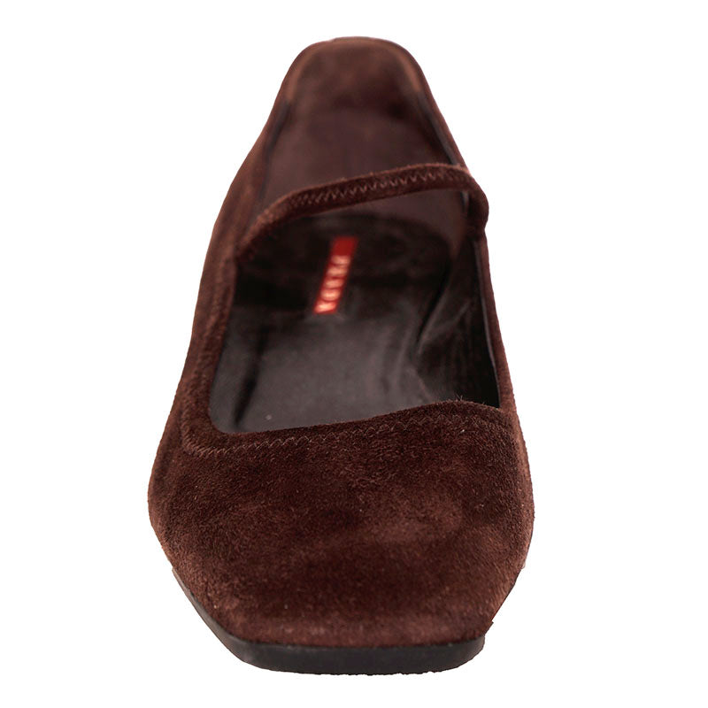 36.5 VINTAGE Y2K PRADA Brown Suede Square Toe MARY JANE Wedge HEELS NEVER WORN