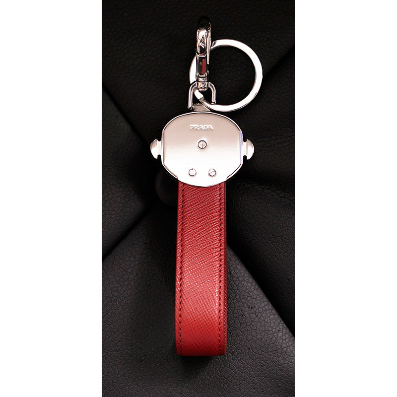 NEW $495 PRADA x JAMES JEAN Red ROBOT MONKEY SAFFIANO LEATHER Trick KEY CHAIN