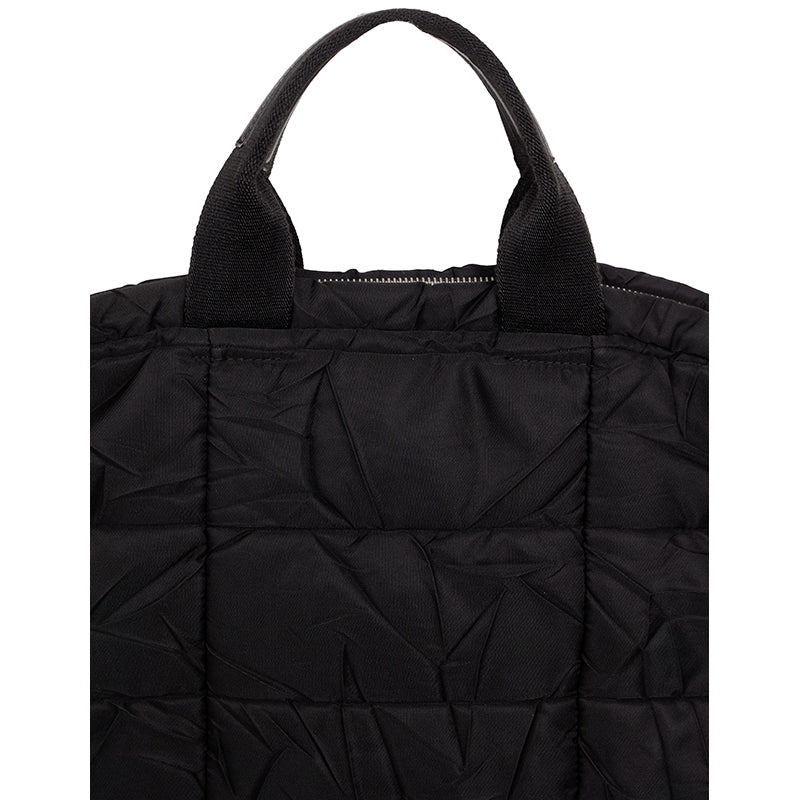 VINTAGE 2010 PRADA Black PADDED QUILTED Logo Nylon Vertical TECH TRAVEL TOTE BAG