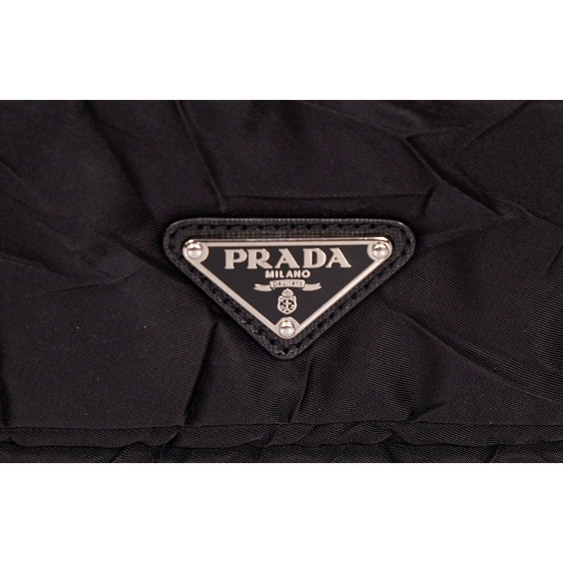 VINTAGE 2010 PRADA Black PADDED QUILTED Logo Nylon Vertical TECH TRAVEL TOTE BAG
