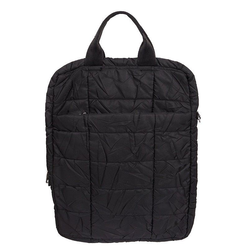 VINTAGE 2010 PRADA Black PADDED QUILTED Logo Nylon Vertical TECH TRAVEL TOTE BAG