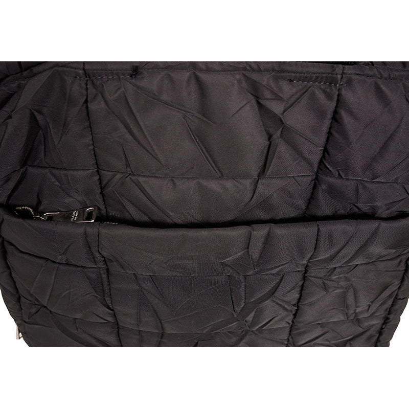 VINTAGE 2010 PRADA Black PADDED QUILTED Logo Nylon Vertical TECH TRAVEL TOTE BAG