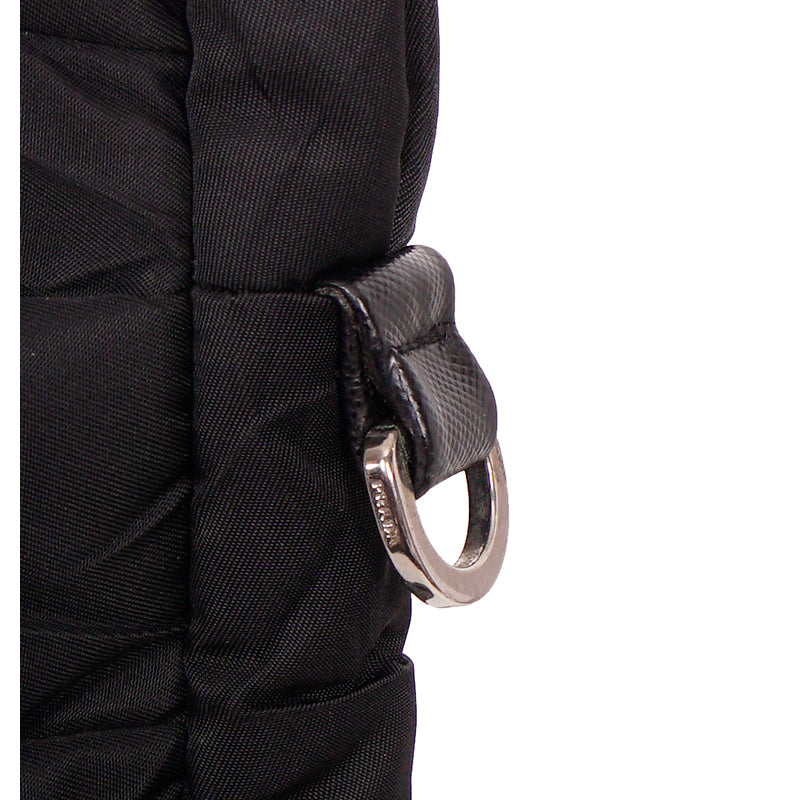 VINTAGE 2010 PRADA Black PADDED QUILTED Logo Nylon Vertical TECH TRAVEL TOTE BAG