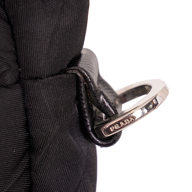 VINTAGE 2010 PRADA Black PADDED QUILTED Logo Nylon Vertical TECH TRAVEL TOTE BAG