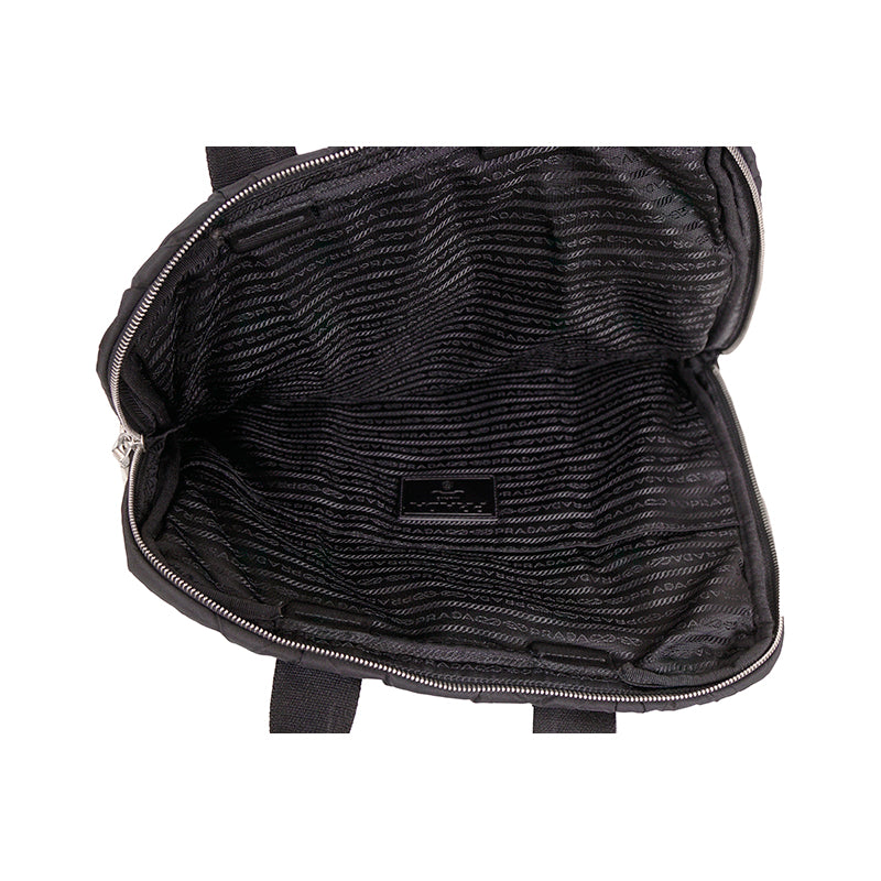 VINTAGE 2010 PRADA Black PADDED QUILTED Logo Nylon Vertical TECH TRAVEL TOTE BAG