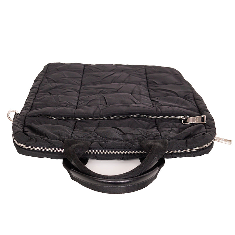 VINTAGE 2010 PRADA Black PADDED QUILTED Logo Nylon Vertical TECH TRAVEL TOTE BAG
