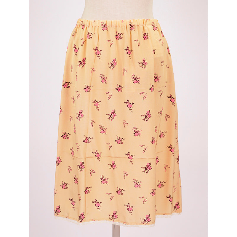 SZ 44 NEW $890 MIU MIU VINTAGE 2013 Orange Floral Print Silk LACE TRIM HEM SKIRT