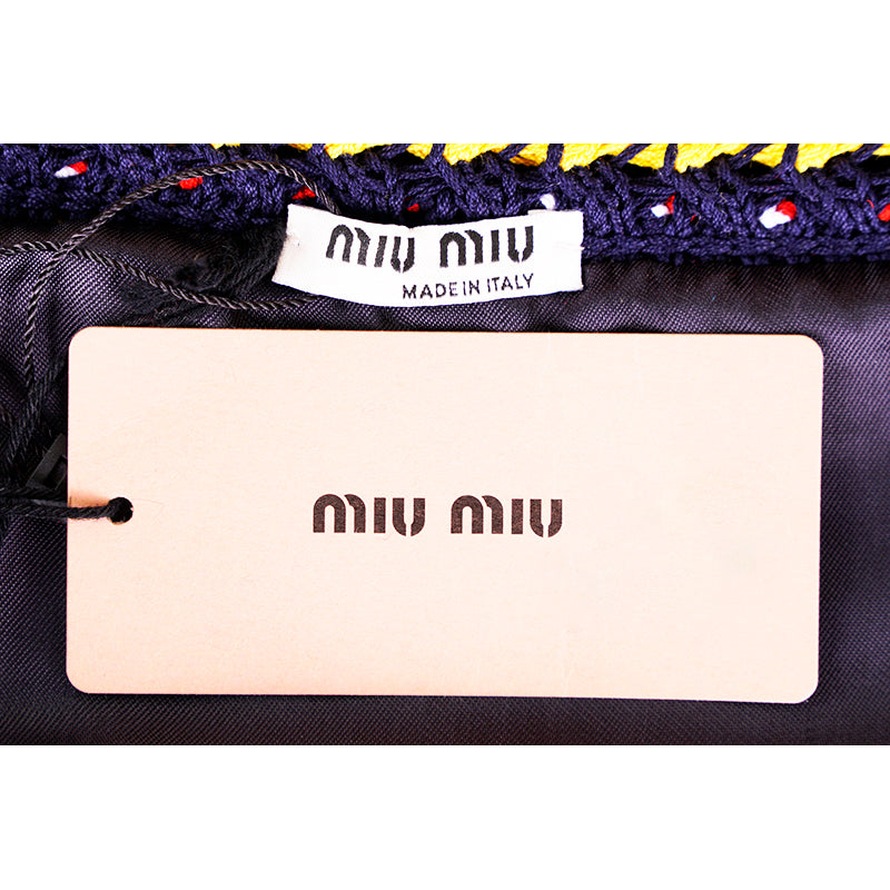 sz 38 NEW $1,790 MIU MIU Red White Blue CROCHET KNIT Cute SPRING SUMMER SKIRT XS