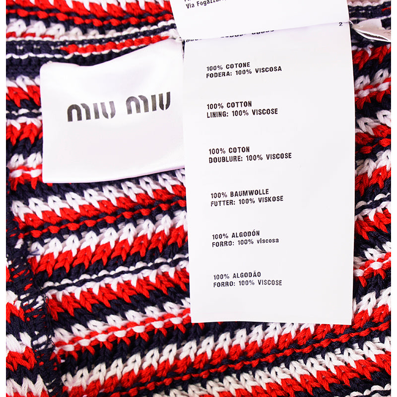 sz 38 NEW $1,790 MIU MIU Red White Blue CROCHET KNIT Cute SPRING SUMMER SKIRT XS