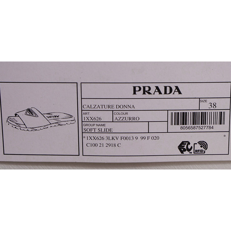 37/38 NEW $525 PRADA Women's EVA Rubber Triangle Logo Lug Sole 20mm SLIDE SANDALS