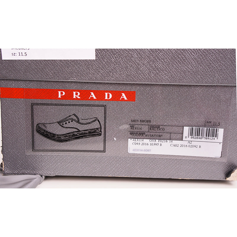UK 11.5 US 12.5 NEW $790 PRADA Aged Leather ESPADRILLE HYBRID Line A SNEAKERS
