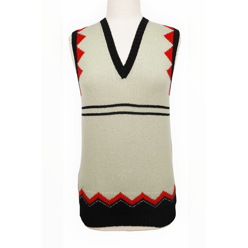 38 NEW $1,690 PRADA Mint Black Red 100% CASHMERE Modern Sleeveless KNIT TOP VEST