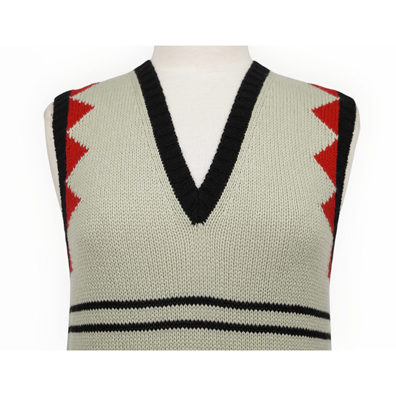 38 NEW $1,690 PRADA Mint Black Red 100% CASHMERE Modern Sleeveless KNIT TOP VEST