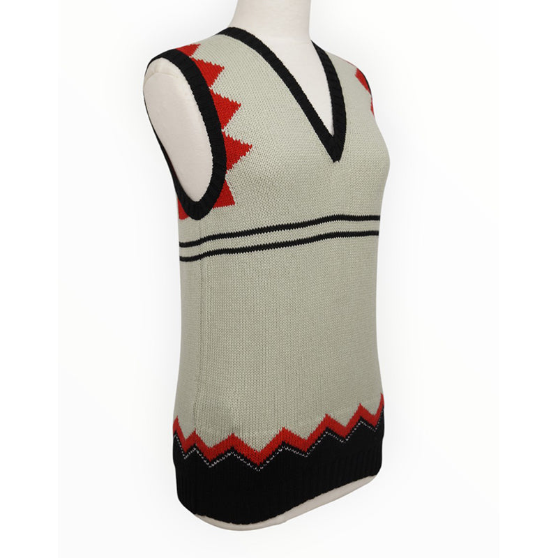 38 NEW $1,690 PRADA Mint Black Red 100% CASHMERE Modern Sleeveless KNIT TOP VEST