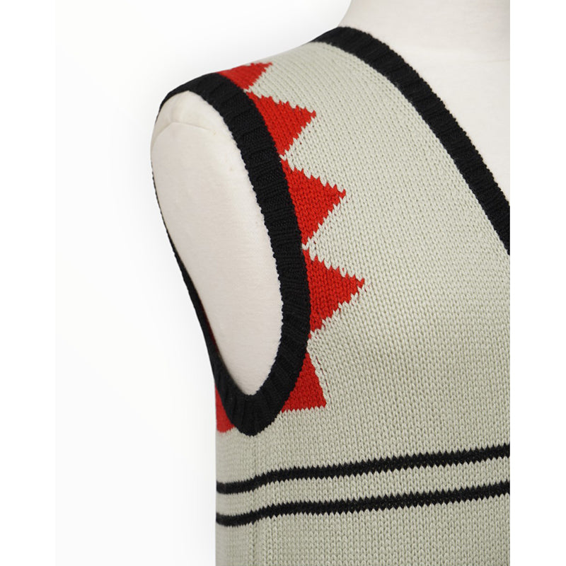 38 NEW $1,690 PRADA Mint Black Red 100% CASHMERE Modern Sleeveless KNIT TOP VEST