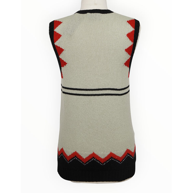 38 NEW $1,690 PRADA Mint Black Red 100% CASHMERE Modern Sleeveless KNIT TOP VEST