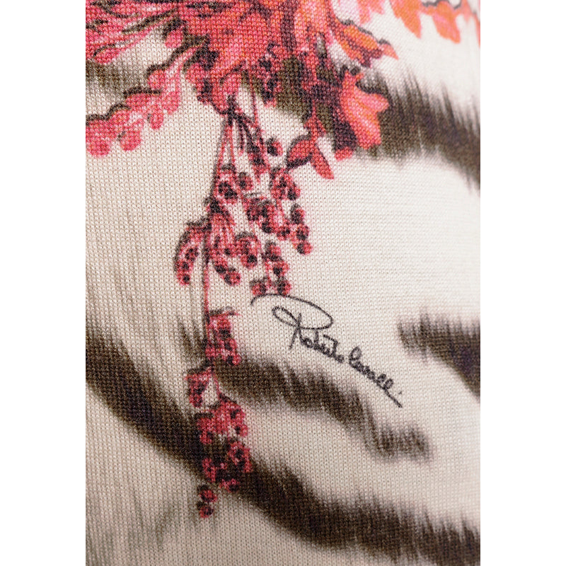 42 NEW $670 ROBERTO CAVALLI Tiger BAROQUE FLORAL Cashmere Wool Silk KNIT TOP NWT