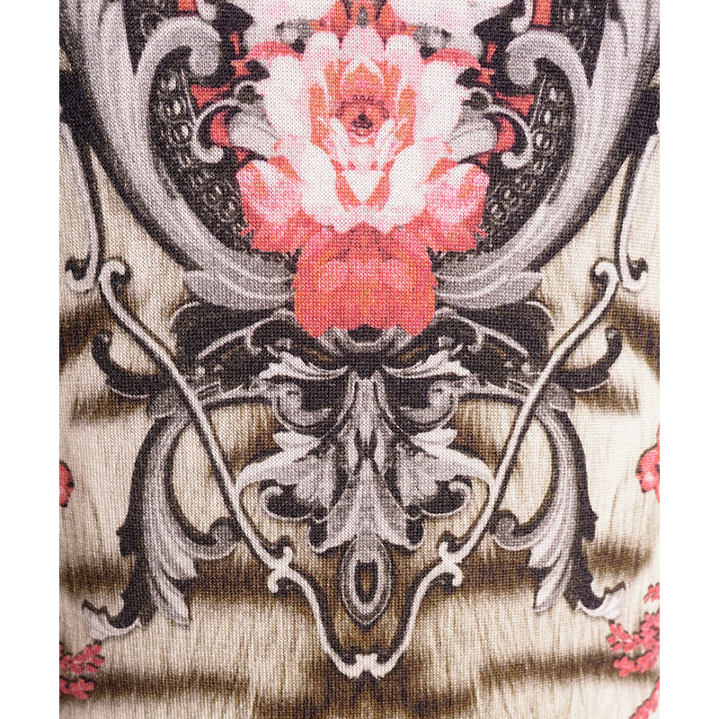 42 NEW $670 ROBERTO CAVALLI Tiger BAROQUE FLORAL Cashmere Wool Silk KNIT TOP NWT