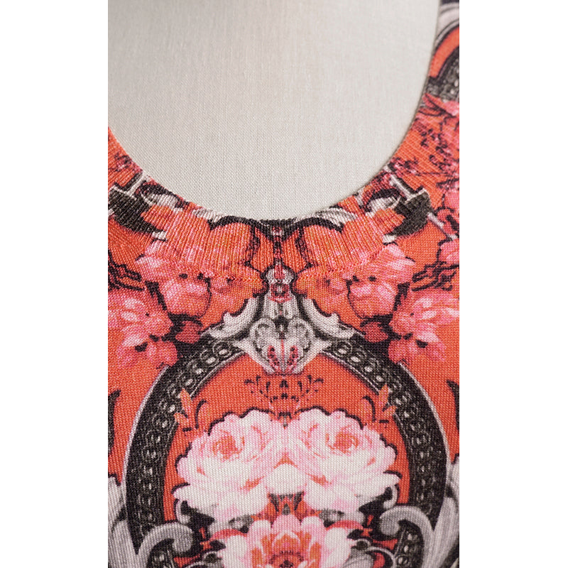 42 NEW $670 ROBERTO CAVALLI Tiger BAROQUE FLORAL Cashmere Wool Silk KNIT TOP NWT