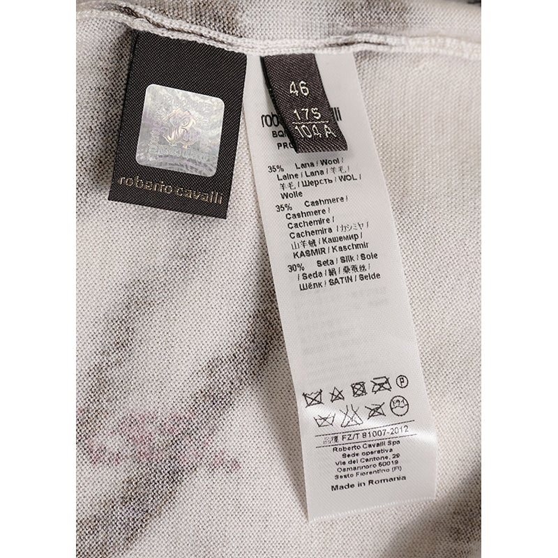 42 NEW $670 ROBERTO CAVALLI Tiger BAROQUE FLORAL Cashmere Wool Silk KNIT TOP NWT