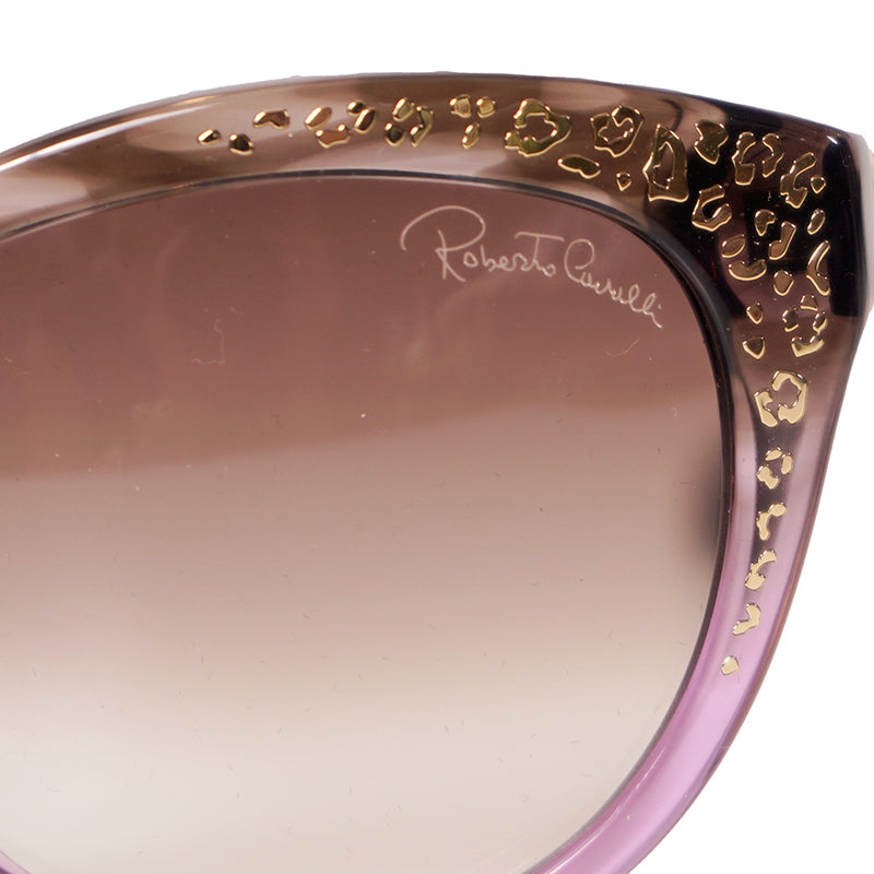NEW $345 ROBERTO CAVALLI Purple GOLD RC LOGO LEOPARD Oversize Cat Eye SUNGLASSES