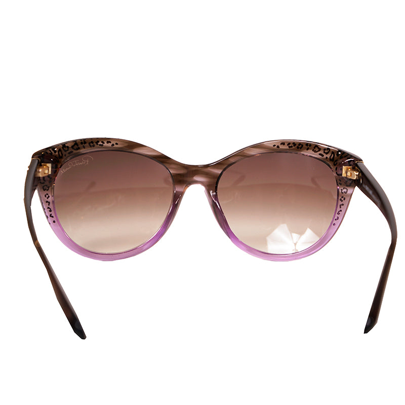 NEW $345 ROBERTO CAVALLI Purple GOLD RC LOGO LEOPARD Oversize Cat Eye SUNGLASSES