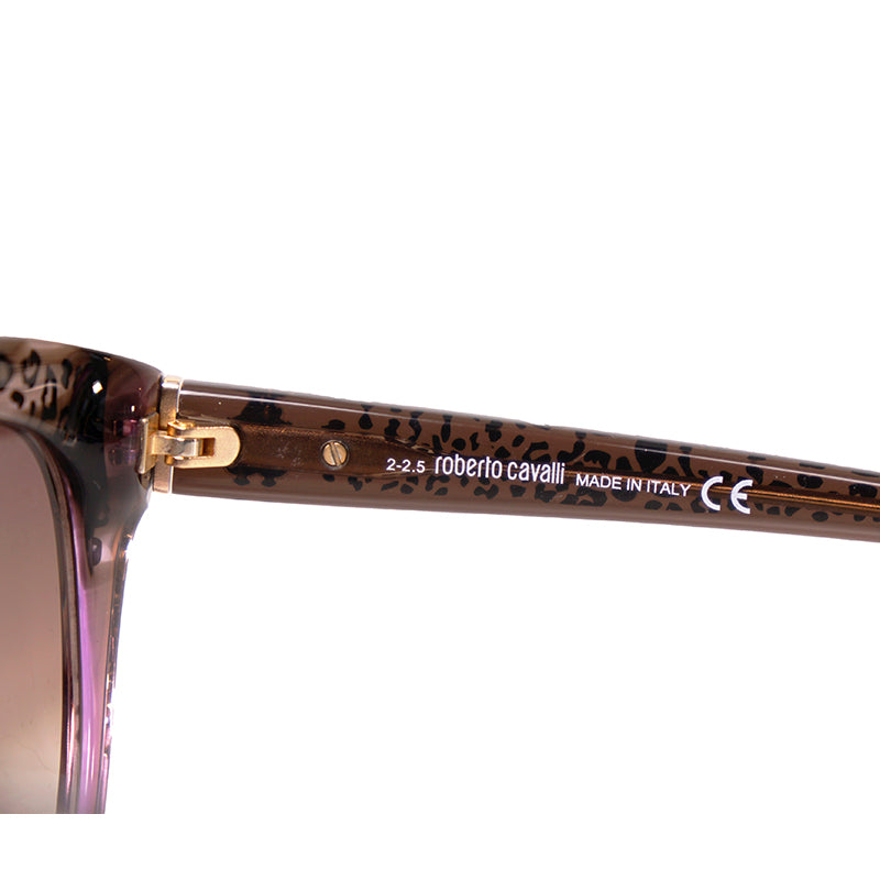NEW $345 ROBERTO CAVALLI Purple GOLD RC LOGO LEOPARD Oversize Cat Eye SUNGLASSES