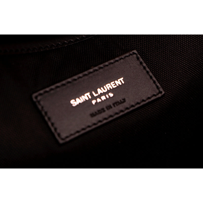 NEW $1150 SAINT LAURENT Turquoise TROPICAL PALM FLORAL Canvas CITY BACKPACK Bag