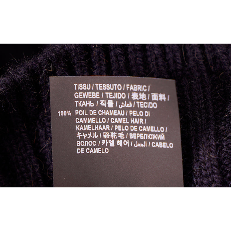 XS NEW $1,650 SAINT LAURENT Dk Blue Camel Hair Cowl Neck Rib Knit SWEATER DRESSPPER Spring PEPLUM Pencil DRESS
