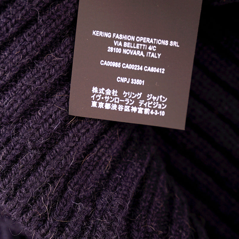 XS NEW $1,650 SAINT LAURENT Dk Blue Camel Hair Cowl Neck Rib Knit SWEATER DRESSPPER Spring PEPLUM Pencil DRESS