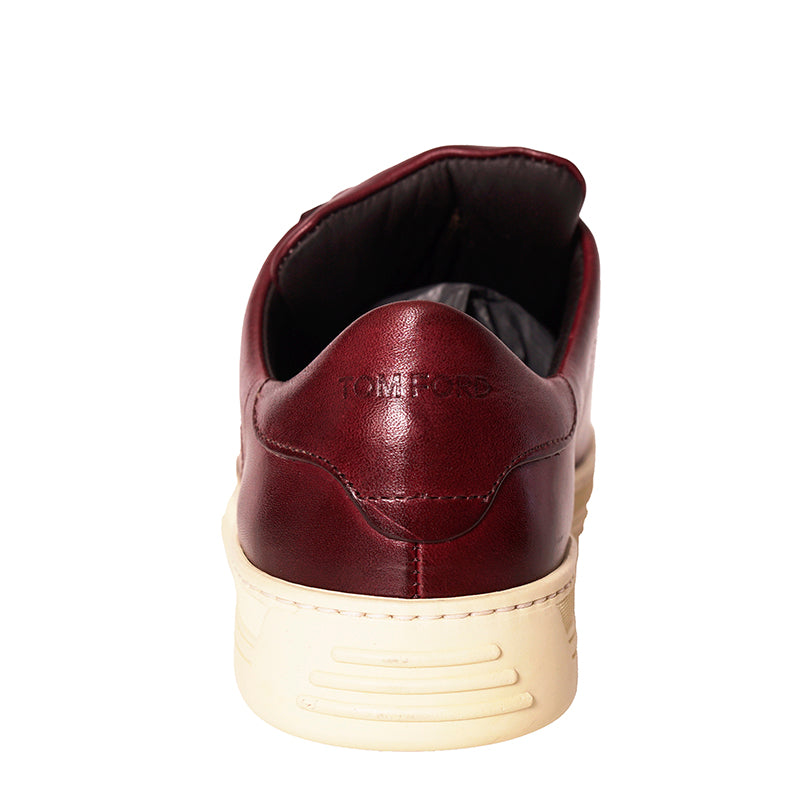 37 NEW TOM FORD RETIRED Woman's Burgundy Shaded Leather Low-Top RUSSEL SNEAKERS