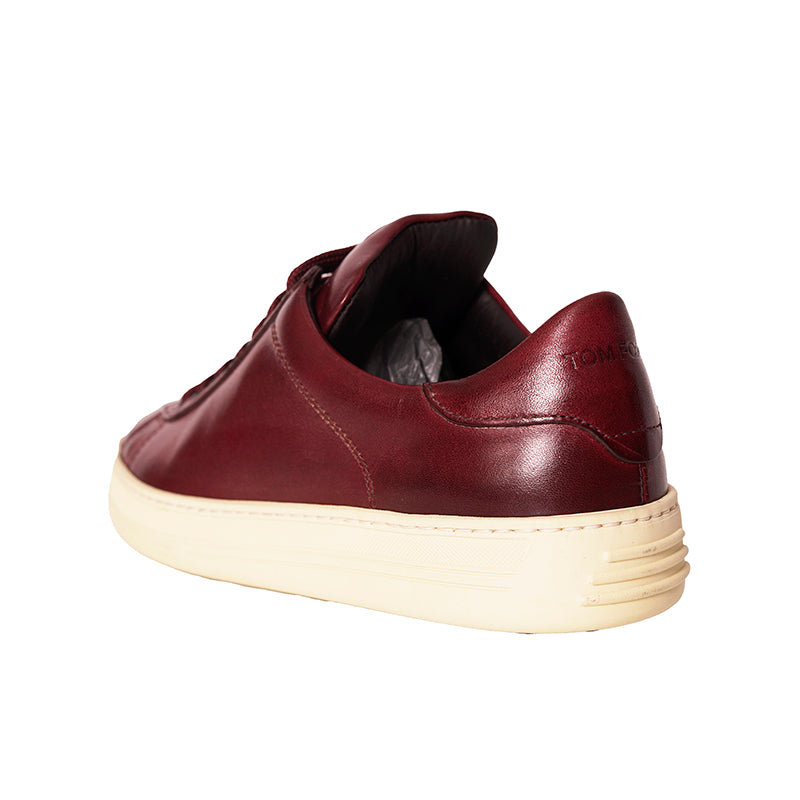 37 NEW TOM FORD RETIRED Woman's Burgundy Shaded Leather Low-Top RUSSEL SNEAKERS