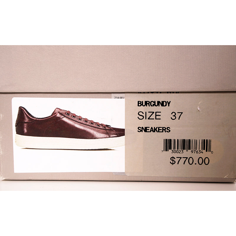 37 NEW TOM FORD RETIRED Woman's Burgundy Shaded Leather Low-Top RUSSEL SNEAKERS