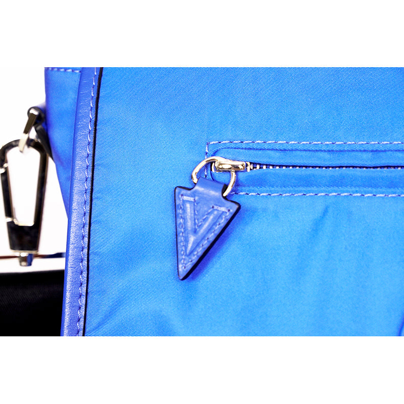 NEW $1,395 VERSACE RUNWAY Blue Nylon LA MEDUSA LOGO Crossbody LAP TOP FLAP BAG