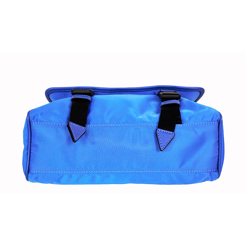 NEW $1,395 VERSACE RUNWAY Blue Nylon LA MEDUSA LOGO Crossbody LAP TOP FLAP BAG